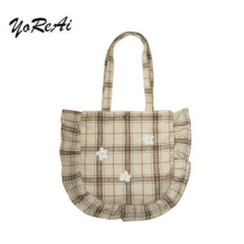 YoReAi Original Simple Plaid Design Tote Woolen Fabric Pleated Edge Literary Ladies Shoulder Bag Female Student Shopping Handbag
YoReAi Original Simple Plaid Design Tote Woolen Fabric Pleated Edge Literary Ladies Shoulder Bag Female Student Shopping Handbag