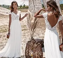 Bohemian Wedding Dress Vintage Lace Boho 2021 A-Line Simple Beach Chiffon Floor Length Gowns V Neck Bride Dress Свадебное платье 
Bohemian Wedding Dress Vintage Lace Boho 2021 A-Line Simple Beach Chiffon Floor Length Gowns V Neck Bride Dress Свадебное платье