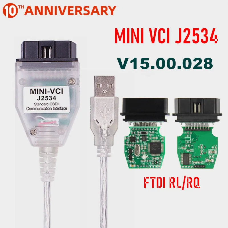 MINI VCI V15.00.028 FTDI FT232RL FT232RQ J2534 для Toyota TIS Techstream Диагностика автомобиля с интерфейсом