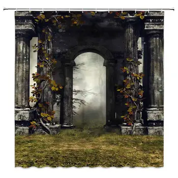 Fantasy Ruined Gate Decor Shower Curtain Dark Scenery Gothic Building Vines Green Meadow Foggy Forest, Waterproof Polyester
Fantasy Ruined Gate Decor Shower Curtain Dark Scenery Gothic Building Vines Green Meadow Foggy Forest, Waterproof Polyester