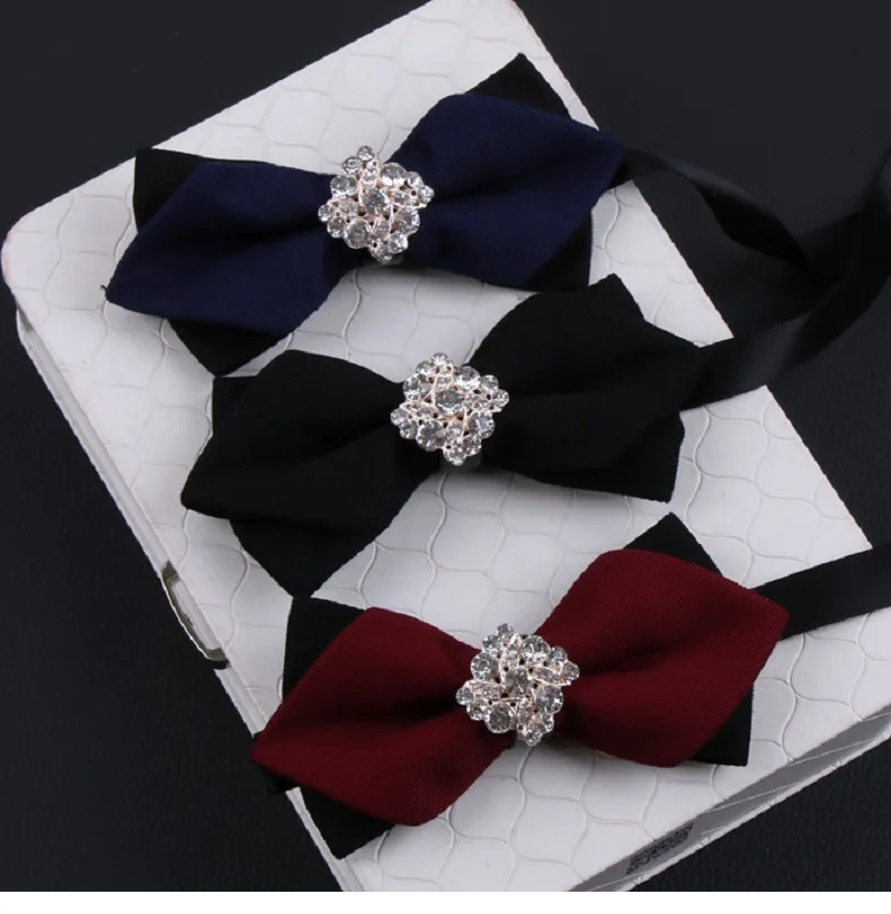 Фото Новинка 2020 модные дизайнерские мужские галстуки-бабочки Двойная Ткань бриллиант