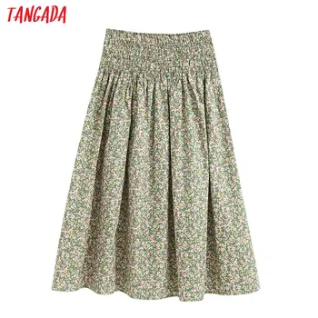 Tangada women floral print pleated midi skirt faldas mujer vintage strethy waist ladies chic mid calf skirts BE341 
Tangada women floral print pleated midi skirt faldas mujer vintage strethy waist ladies chic mid calf skirts BE341
