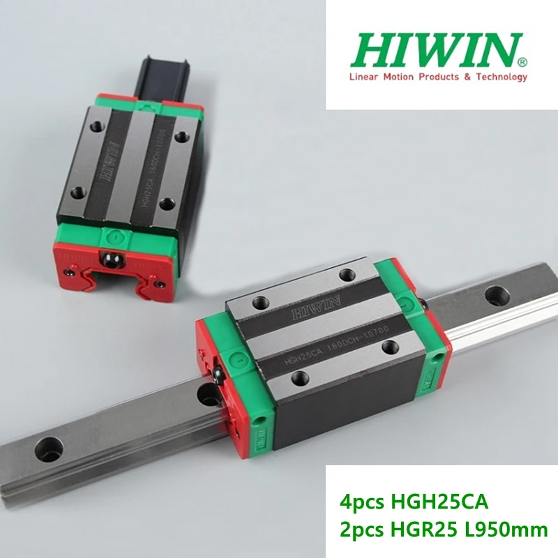 

4pcs Original HIWIN HGH25CA linear slide carriage block + 2pcs HGR25 -950mm Linear guide rail