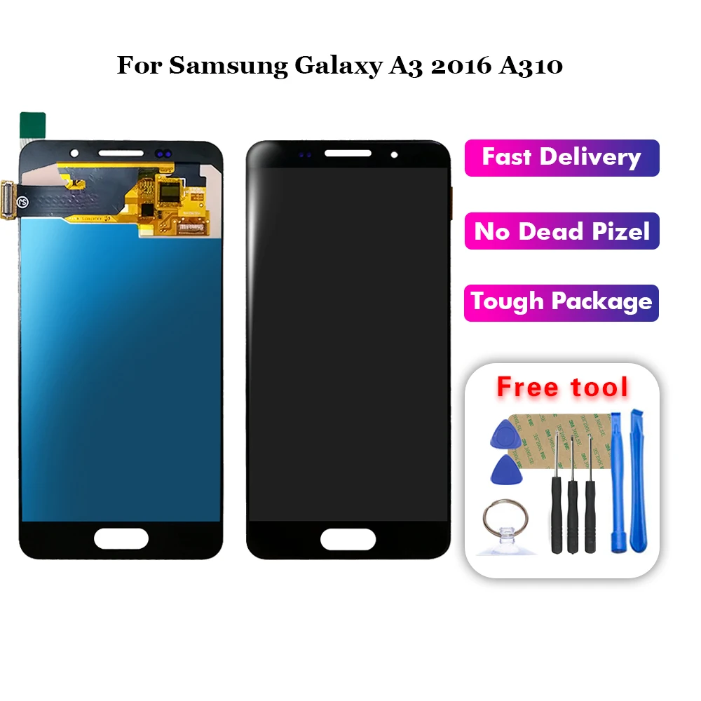 ЖК-дисплей с сенсорным дигитайзером в сборе для Samsung Galaxy A3 2016 A310 SM-A310F A310f/ds |