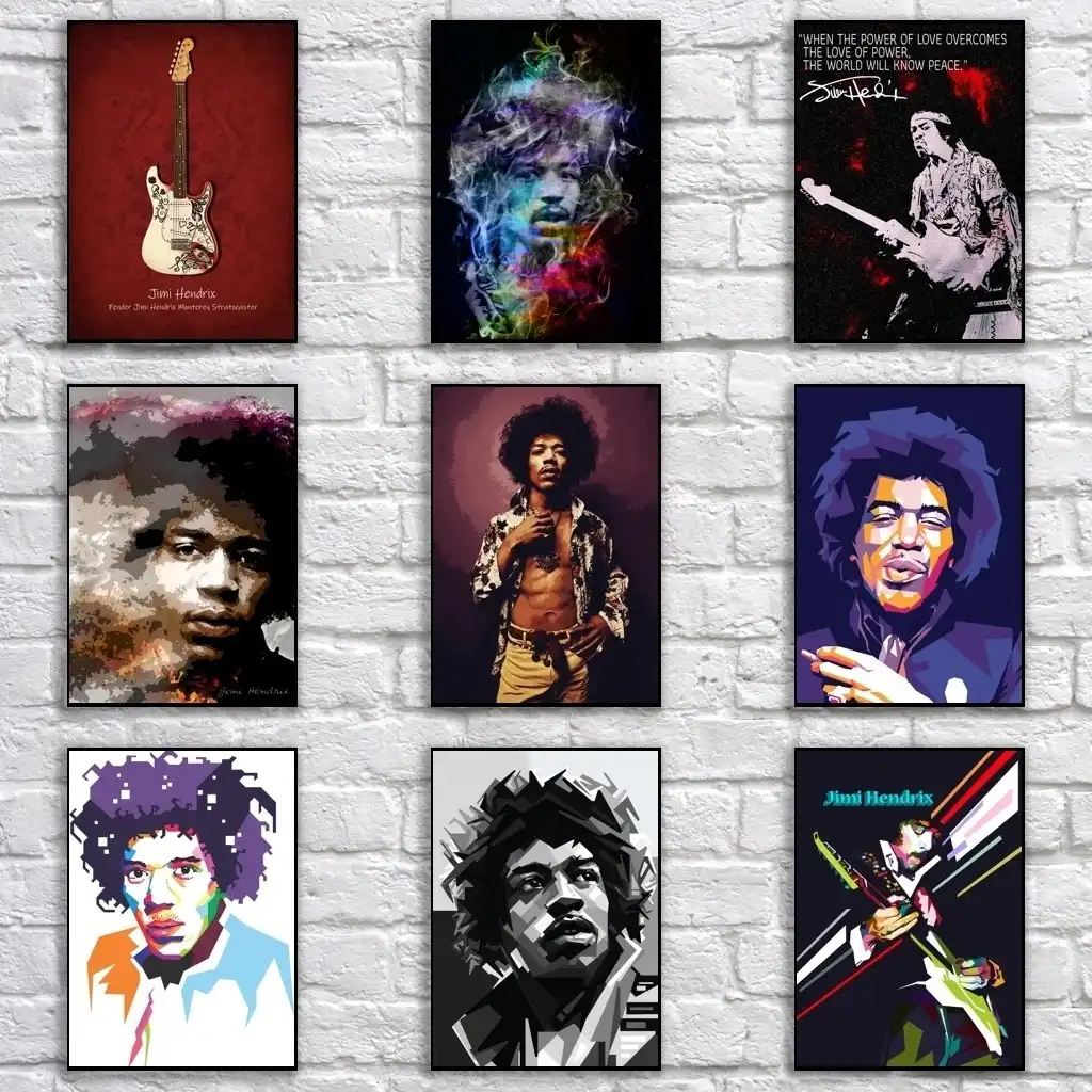 Retro Jimi Hendrix Poster De Fantasia Rock Pintura Guitarra