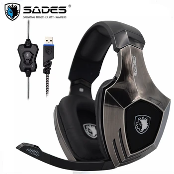 SADES A60 USB Vibration Gaming Headset 7.1 Surround Sound Super Bass Over-ear Stereo Headphone with Mic for PUBG PC Laptop Game
SADES A60 USB Vibration Gaming Headset 7.1 Surround Sound Super Bass Over-ear Stereo Headphone with Mic for PUBG PC Laptop Game