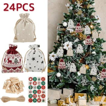24Pcs/set Christmas Burlap Drawstring Linen Bag Mini Storage Advent Calendars Jute Sack Wedding Gift Bags for Birthday Party DIY
24Pcs/set Christmas Burlap Drawstring Linen Bag Mini Storage Advent Calendars Jute Sack Wedding Gift Bags for Birthday Party DIY