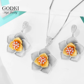 GODKI Luxury Flower Bold Nigerian Necklace Earring Jewelry Sets For Women Wedding Cubic Zircon Indian Dubai Bridal Jewelry Sets
GODKI Luxury Flower Bold Nigerian Necklace Earring Jewelry Sets For Women Wedding Cubic Zircon Indian Dubai Bridal Jewelry Sets