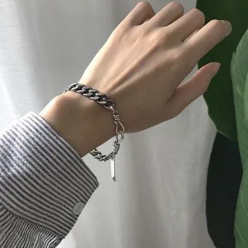 South Korea S925 Fine Silver Bracelets N Pendant Contusion Flat Pendant Vintage Retro Cool Bracelets Tag Chain Bracelets
South Korea S925 Fine Silver Bracelets N Pendant Contusion Flat Pendant Vintage Retro Cool Bracelets Tag Chain Bracelets