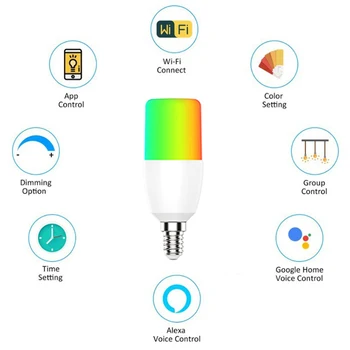 E14 7W Smart Bulbs 700 lumens Wireless WiFi Alexa Google Home Voice Control LED Bulb RGB Energy Saving Dimming Multicolor Light
E14 7W Smart Bulbs 700 lumens Wireless WiFi Alexa Google Home Voice Control LED Bulb RGB Energy Saving Dimming Multicolor Light