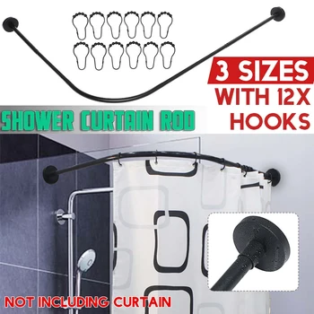 Drilling-free Extendable Corner Shower Curtain Rod with 12 Metal Hooks Black Stainless Steel Rail Bath Hardware Heavy-duty Pole
Drilling-free Extendable Corner Shower Curtain Rod with 12 Metal Hooks Black Stainless Steel Rail Bath Hardware Heavy-duty Pole