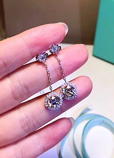 pure 925 sterling silver single diamonds earring