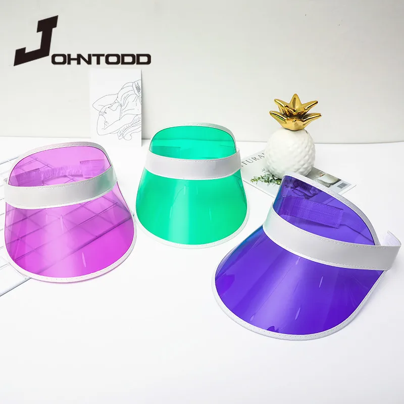 2020 New Summer Women Men Sun Hat Candy Color Transparent Empty Top Plastic PVC ja Sunshade Hat Visor Caps Bicycle Sun Hat
2020 New Summer Women Men Sun Hat Candy Color Transparent Empty Top Plastic PVC ja Sunshade Hat Visor Caps Bicycle Sun Hat