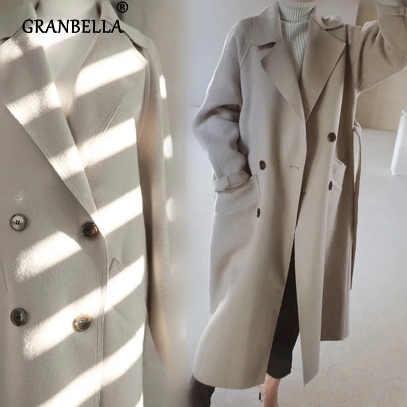 Elegant Solid Color Double-sided Woolen Coat For Women Temperament Loose Female Outerwear With Pockets Office Lady Casual Coats
Elegant Solid Color Double-sided Woolen Coat For Women Temperament Loose Female Outerwear With Pockets Office Lady Casual Coats
