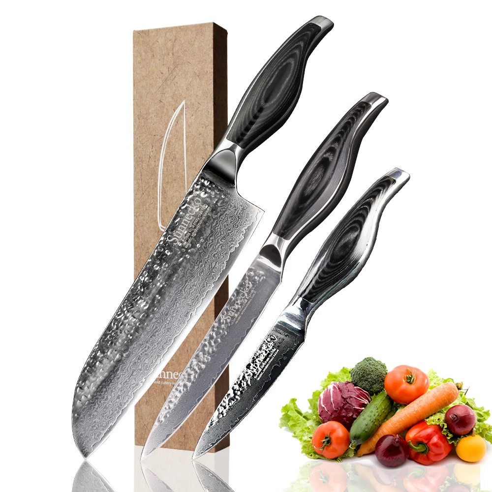 SUNNECKO High Quality Santoku Utility Paring Knife Damascus Steel Sharp Blade Meat Cutter Pakka Wood Handle Kitchen Knives Set
SUNNECKO High Quality Santoku Utility Paring Knife Damascus Steel Sharp Blade Meat Cutter Pakka Wood Handle Kitchen Knives Set