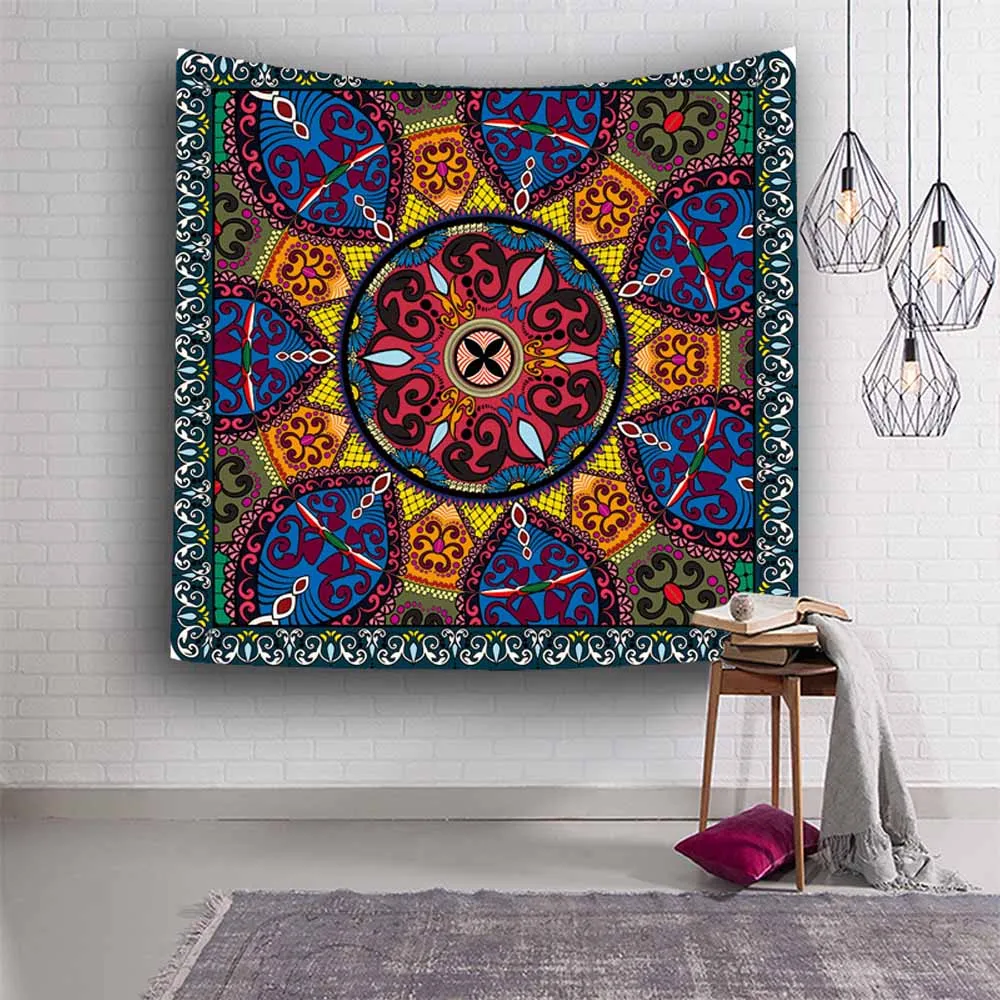 

Colorful Mandala Tapestry Wall Hanging Art Home Background Cloth Corridor Beach Yoga Mat Bedroom Living Room Blanket Mural Decor
