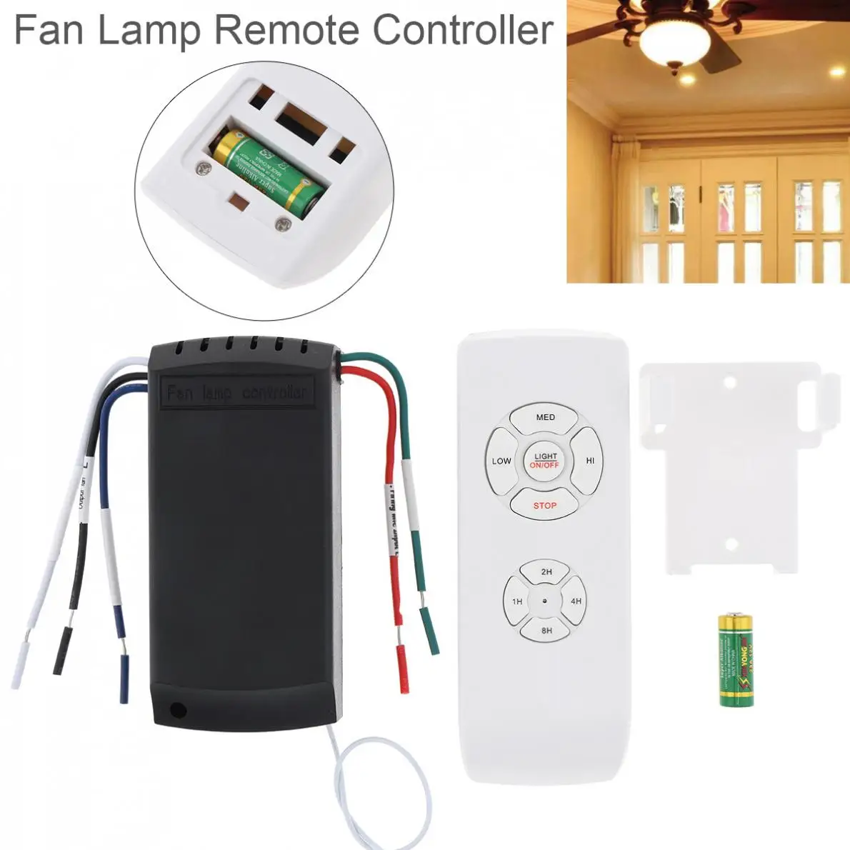 90-265V Timing Wireless Adjusted Controller /Receiver Ceiling Fan Lamp Remote Control Kit with 4 Interfaces for Control Switch
90-265V Timing Wireless Adjusted Controller /Receiver Ceiling Fan Lamp Remote Control Kit with 4 Interfaces for Control Switch