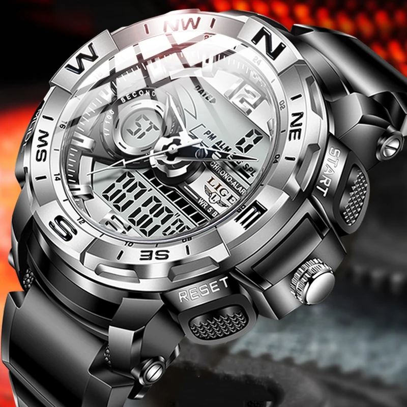 2021 LIGE Sport Men Quartz Digital Watch Creative Diving Watches Men Waterproof Alarm Watch Dual Display Clock Relogio Masculino
2021 LIGE Sport Men Quartz Digital Watch Creative Diving Watches Men Waterproof Alarm Watch Dual Display Clock Relogio Masculino