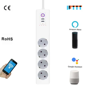 EU RUS WiFi Smart 4 Outlet 2 USB Power Strip Power Supply Socket Surge Protector Plug Voice Controlled 100-240V Network Filter
EU RUS WiFi Smart 4 Outlet 2 USB Power Strip Power Supply Socket Surge Protector Plug Voice Controlled 100-240V Network Filter