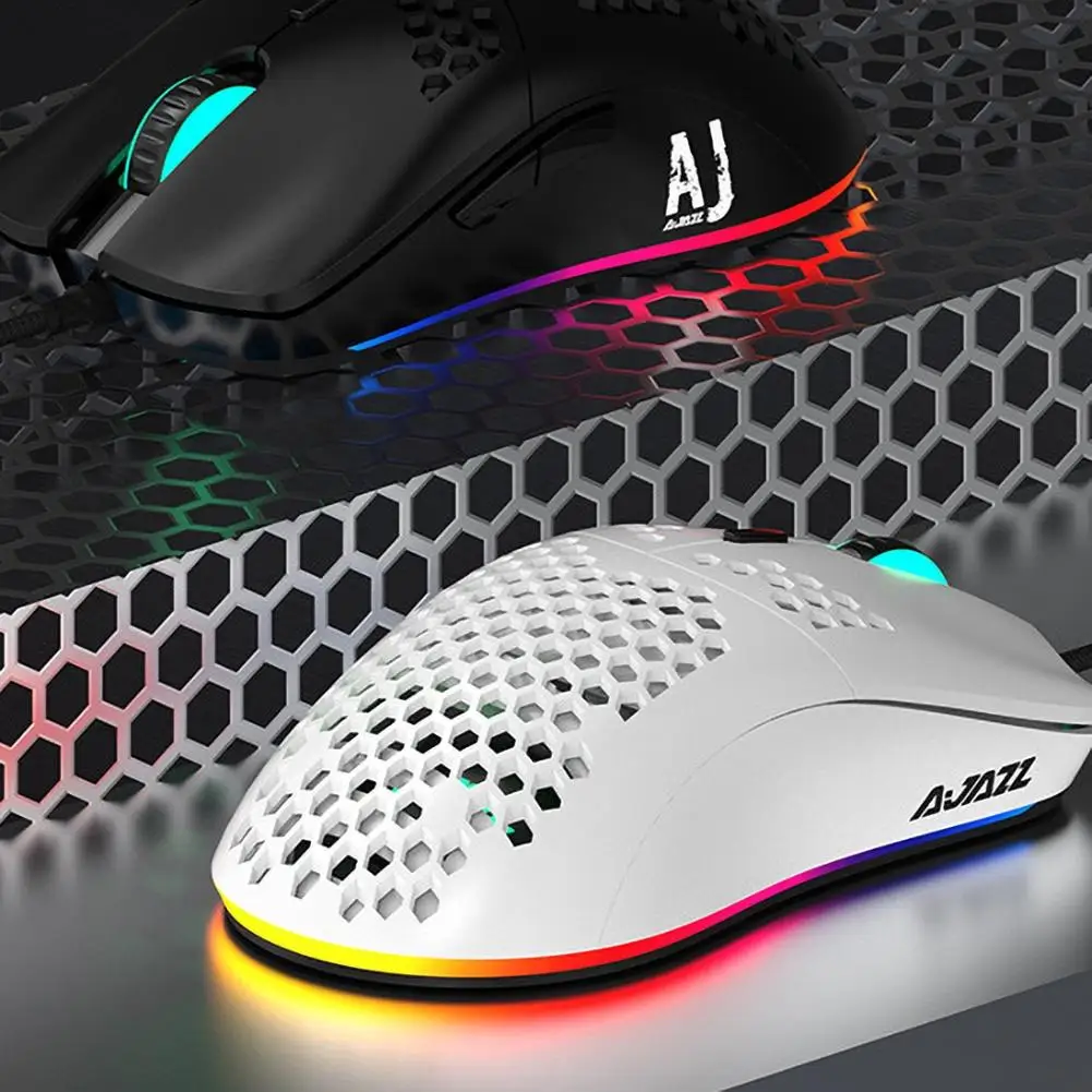 AJ390 Wired Hollow-out 6 LED Light Mouse for computer PC Adjustable 16000DPI 7 Keys Gaming Mice | Компьютеры и офис