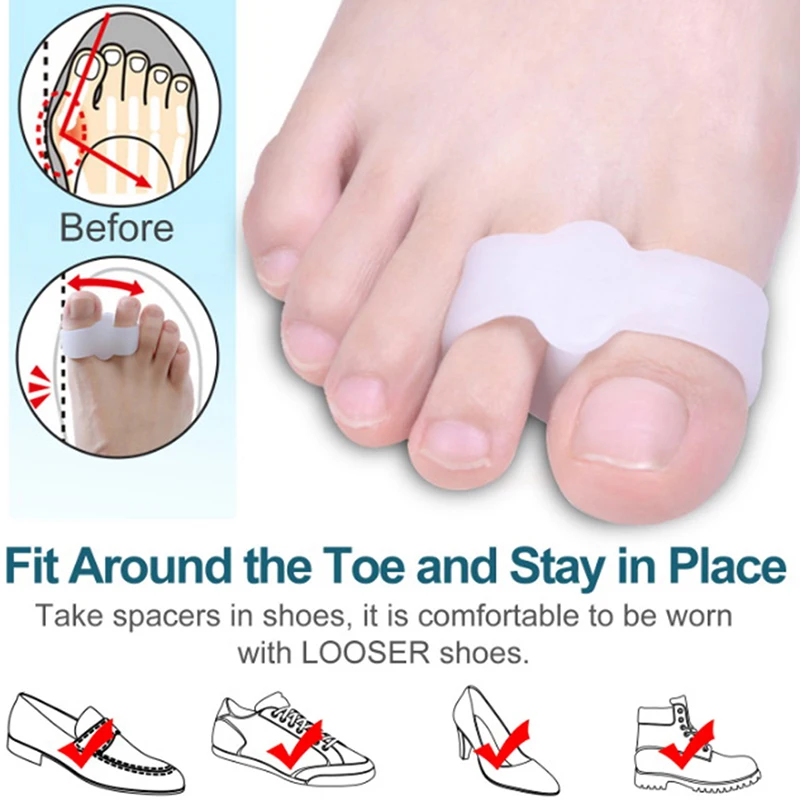 Big Toe Two Hole Thumb Valgus Toe Separator Silicone Gel Foot Fingers Protector Corrector Pedicure Foot Care Tool 2Pcs
Big Toe Two Hole Thumb Valgus Toe Separator Silicone Gel Foot Fingers Protector Corrector Pedicure Foot Care Tool 2Pcs
