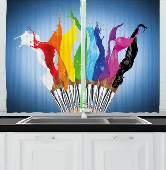 Multicolor Colorful Kitchen Curtains Color Splashes Paint Brushes Row Realistic Design Illustration Art Print Window Drapes
Multicolor Colorful Kitchen Curtains Color Splashes Paint Brushes Row Realistic Design Illustration Art Print Window Drapes