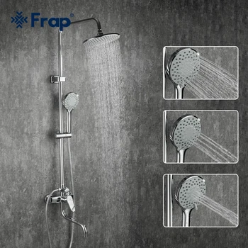 

Frap Chrome Bath Shower Faucets Set Bathtub Mixer Faucet Rainfall Shower Tap Bathroom Shower Head Exposed Shower Mixer Tap F2427
