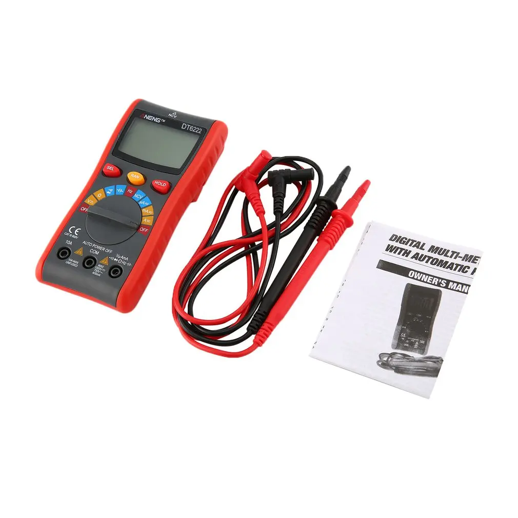 DT6222 Backlight Digital LCD Multimeter Voltmeter Ammeter AC DC Diode Resistence Frequency OHM Volt Tester Data Hold
DT6222 Backlight Digital LCD Multimeter Voltmeter Ammeter AC DC Diode Resistence Frequency OHM Volt Tester Data Hold