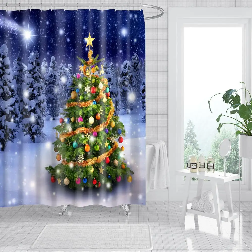 Waterproof Thicken Blue Christmas Tree in the Snow Bathroom Polyester Mildew Proof Bath Tub Shower Curtain with 12 pcs Hooks
Waterproof Thicken Blue Christmas Tree in the Snow Bathroom Polyester Mildew Proof Bath Tub Shower Curtain with 12 pcs Hooks