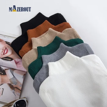 MAZEROUT Women's Turtleneck Sweater Knitted Ribbed Pullover Black White Winter High Elastic Slim Jumper Autumn Sweaters Female
MAZEROUT Women's Turtleneck Sweater Knitted Ribbed Pullover Black White Winter High Elastic Slim Jumper Autumn Sweaters Female