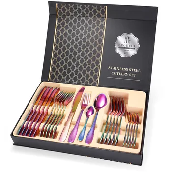 Rainbow Cutryry Set Matte Non-slip Tableware Set 24pcs Fork Spoon Knife Set 304 Stainless Steel Dinnerware Set Holiday Gift Box
Rainbow Cutryry Set Matte Non-slip Tableware Set 24pcs Fork Spoon Knife Set 304 Stainless Steel Dinnerware Set Holiday Gift Box