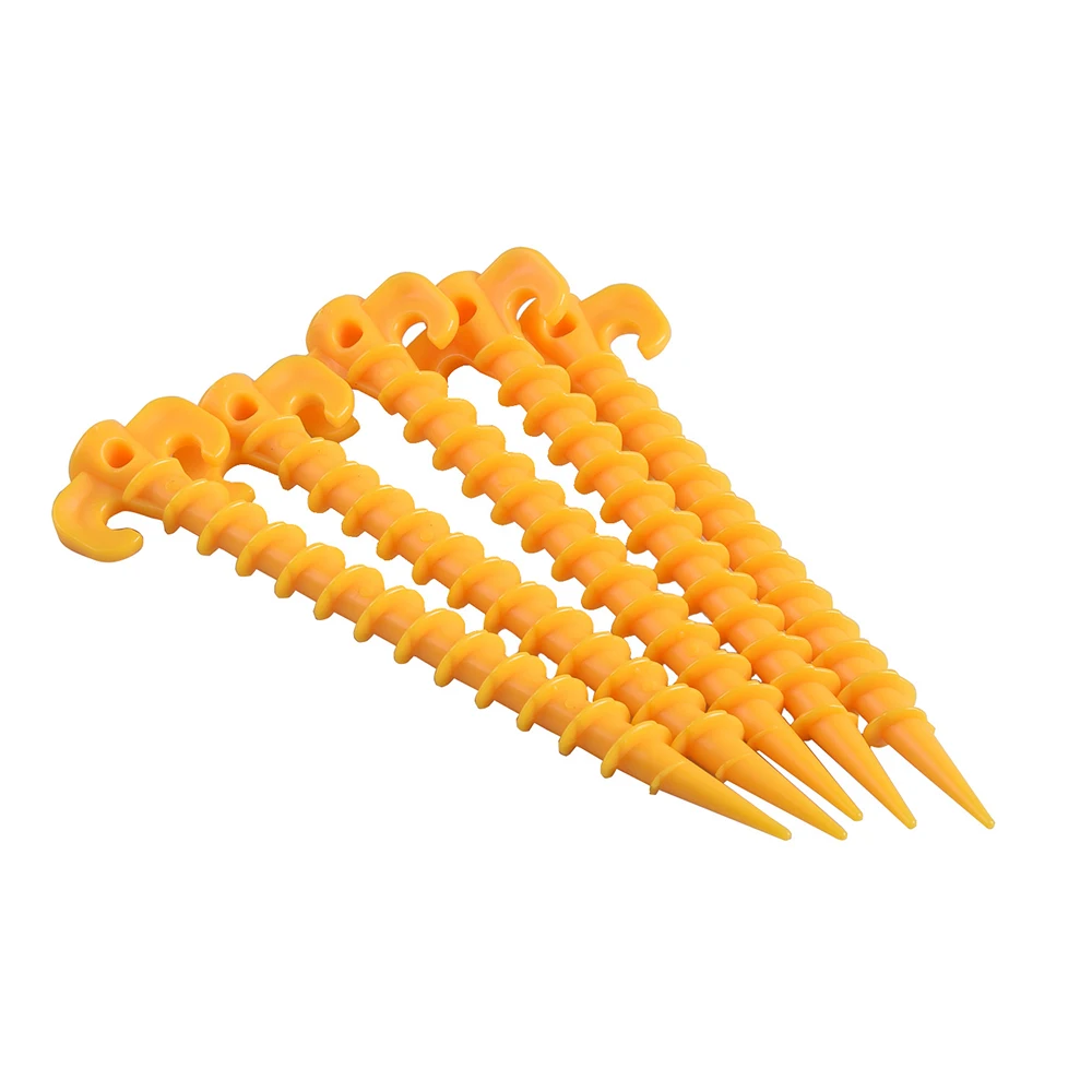 

5 Pcs Tent Nails Set Camping Tent Plastic Screw Peg Ground Nails Plastic Stakes Beach Tent Spiral Stake Kit Outdoor Accessories
