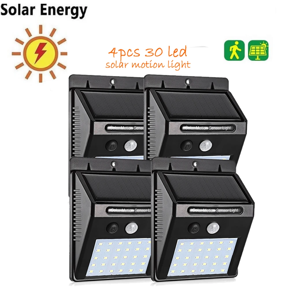 4 pcs 30 LEDs Solar Powered Light Bulb PIR Motion Sensor Waterproof Garden Street Wall security lamps for outdoors yard pathway
4 pcs 30 LEDs Solar Powered Light Bulb PIR Motion Sensor Waterproof Garden Street Wall security lamps for outdoors yard pathway
