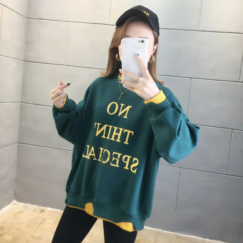 Spring Women Sweatshirt Letter Crew Neck Loose Hedging Thin Section Long Sleeve Clothes Autumn Casual Plus Size Moletom Feminino
Spring Women Sweatshirt Letter Crew Neck Loose Hedging Thin Section Long Sleeve Clothes Autumn Casual Plus Size Moletom Feminino