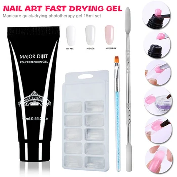 Nail Poly Gel Kit Nail Extension Dry Polygel Builder Manicure Brush 15ml Poly Extension Gel Double-end Pusher Nail Molds Set 
Nail Poly Gel Kit Nail Extension Dry Polygel Builder Manicure Brush 15ml Poly Extension Gel Double-end Pusher Nail Molds Set