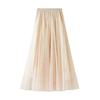 Sherhure 2020 Women Summer Lace Skirt High Waist Layers Mesh Long Skirt Women A-Line Elegant Beige Skirt Faldas Jupe Femme Saia 
Sherhure 2020 Women Summer Lace Skirt High Waist Layers Mesh Long Skirt Women A-Line Elegant Beige Skirt Faldas Jupe Femme Saia