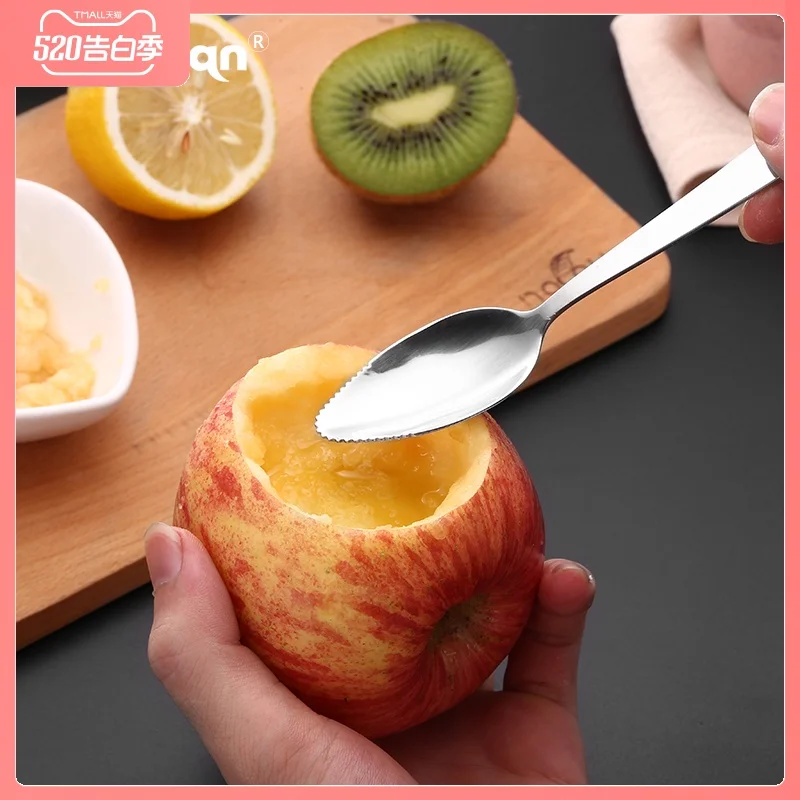 Stainless Steel Apple Scraping Spoon Baby Food Supplement Fruit Spoon with Serrated Baby Scraping Fruit Mud Spoon
Stainless Steel Apple Scraping Spoon Baby Food Supplement Fruit Spoon with Serrated Baby Scraping Fruit Mud Spoon