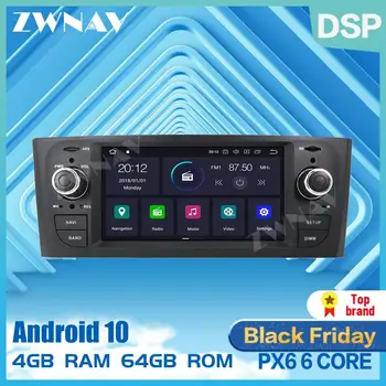 PX6 IPS 4+64 Android 9.0 Car DVD Stereo Multimedia For Fiat Punto 2005-2009 Radio GPS Navi Audio Video stereo head unit free map