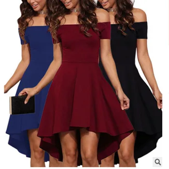 Fashion Women Dress One Word Collar Off Shoulder Short-sleeved Large Swing Large Party Solid Color Elegant High Low Retro Dress
Fashion Women Dress One Word Collar Off Shoulder Short-sleeved Large Swing Large Party Solid Color Elegant High Low Retro Dress