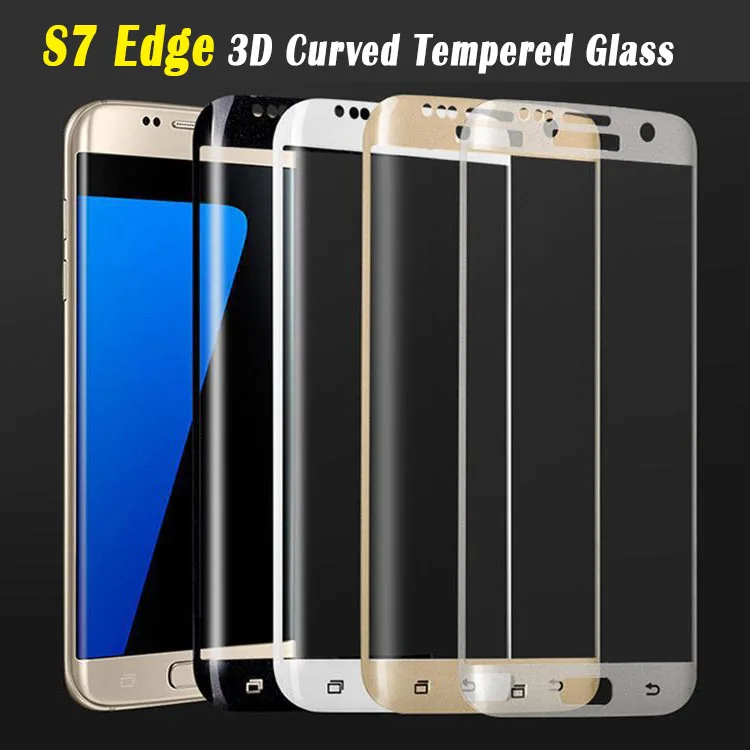 Wholesale 3D Full Curved Tempered Glass For Samsung Galaxy S8 S6 S7 Edge Plus G935F Screen Protector 9H Protective 50pcs/lot | Мобильные