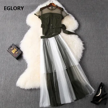 Two Piece Set 2020 Spring Summer High Quality Suit Women Sexy Tulle Mesh Patchwork Green Tops+ Color Block Long Maxi Skirt Sets
Two Piece Set 2020 Spring Summer High Quality Suit Women Sexy Tulle Mesh Patchwork Green Tops+ Color Block Long Maxi Skirt Sets