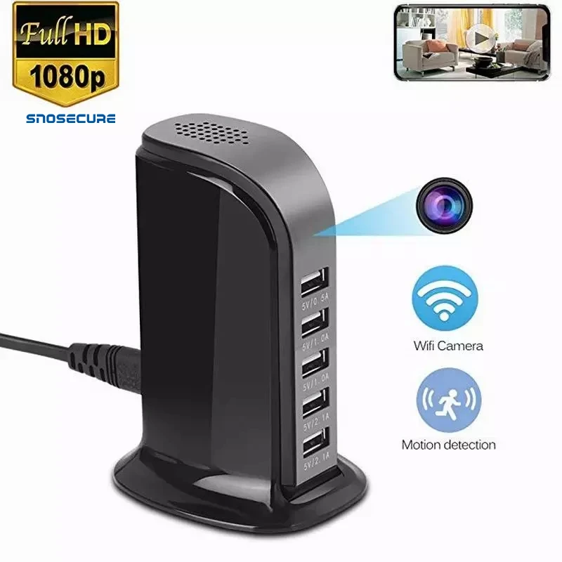 SNOSECURE HD1080P IP Camera 5-USB Port Plug Mini Camera Home Office Security USB Charger Camera Desktop Charging Station
SNOSECURE HD1080P IP Camera 5-USB Port Plug Mini Camera Home Office Security USB Charger Camera Desktop Charging Station