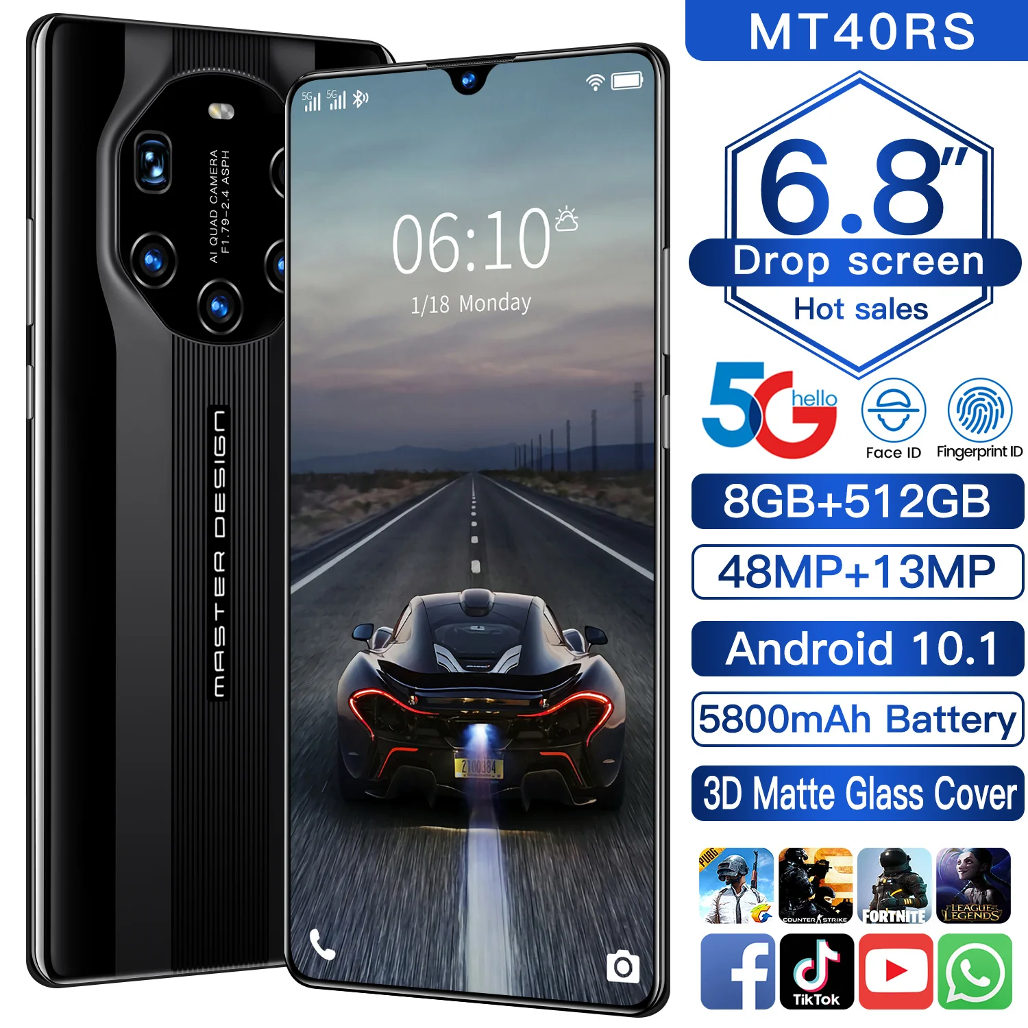 SAILF MT40RS Android 10.0 ФЛЭШ-экран 6 8 дюйма FHD + Тройная камера 48 МП 12 Гб ОЗУ 512 ПЗУ смартфон 4G