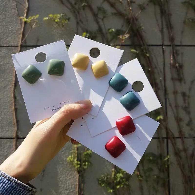 New Stud Earring Jewelry Korean Style 1Pair Candy Colour Pendientes Shape Plastic Fashion Sqaure Cute Mujer
New Stud Earring Jewelry Korean Style 1Pair Candy Colour Pendientes Shape Plastic Fashion Sqaure Cute Mujer