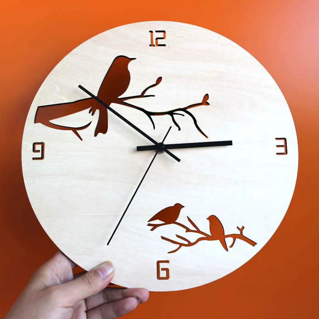 Creative mute wooden bird wall clock retro Wooden Decorative Hollow Silent Wall Clock for School Office Home Numeral Design 8.13
Creative mute wooden bird wall clock retro Wooden Decorative Hollow Silent Wall Clock for School Office Home Numeral Design 8.13