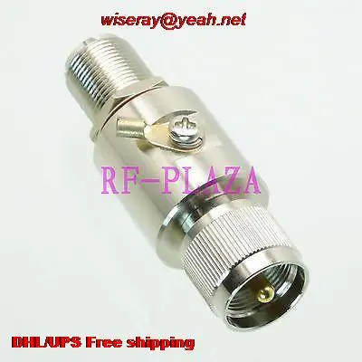 

DHL/EMS 10pcs protection shield Arrestor protector 0-3GHZ 50Ohm DC-230V UHF PL259 to UHF SO239 Coaxial-for electric arrester-A6