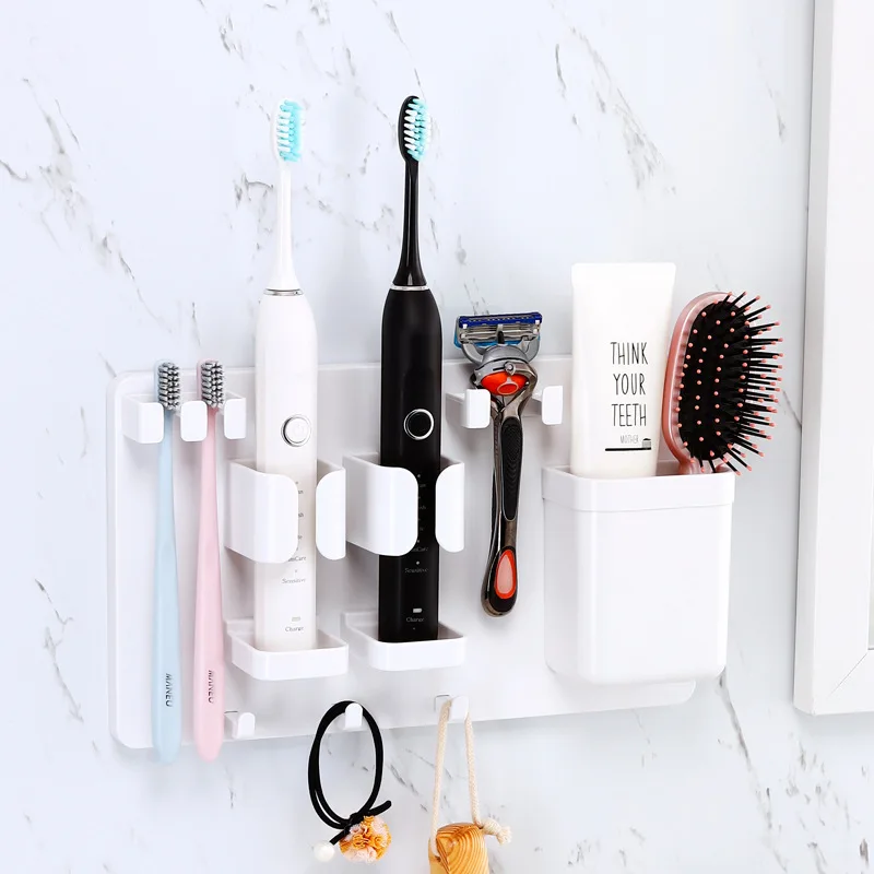 

Electric Toothbrush Storage Rack Toilet Items Perforation-free Toothpaste Razor Comb Wall-mounted Toothbrush Holder Bathroom