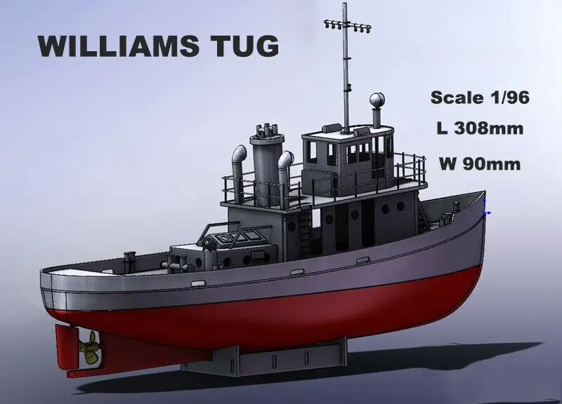Scale 1:96 Ship RC Diy for Williams Tug 308mm Remote Control Simulation RC Model Tug Working Boat With ESC SERVO
Scale 1:96 Ship RC Diy for Williams Tug 308mm Remote Control Simulation RC Model Tug Working Boat With ESC SERVO