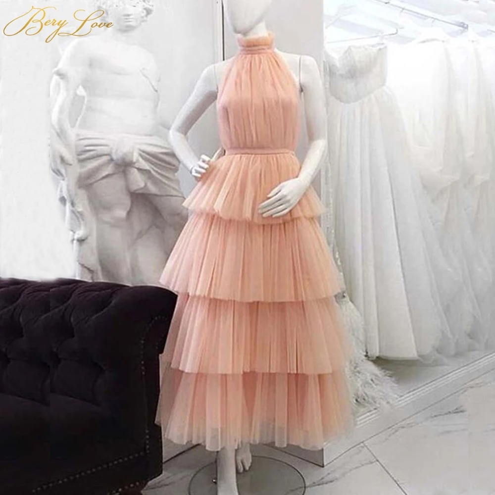 Tiered Prom Dresses Pink Long Fairy Gown Halter Neck Sexy Open Back A line Young Girl Evening Dress Pleated Party Formal Dress
Tiered Prom Dresses Pink Long Fairy Gown Halter Neck Sexy Open Back A line Young Girl Evening Dress Pleated Party Formal Dress