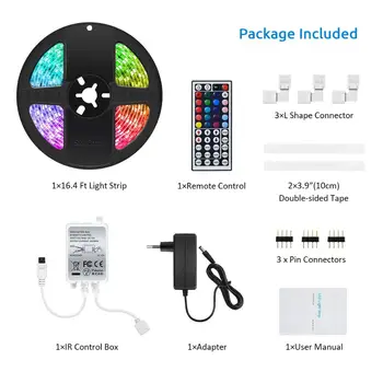 LED Strip Light, 44-keys IR Remote Controller with 20 Colors, 6 Dynamic Modes, 6 DIY Mode, 5M/16.4ft TV Backlight wi
LED Strip Light, 44-keys IR Remote Controller with 20 Colors, 6 Dynamic Modes, 6 DIY Mode, 5M/16.4ft TV Backlight wi